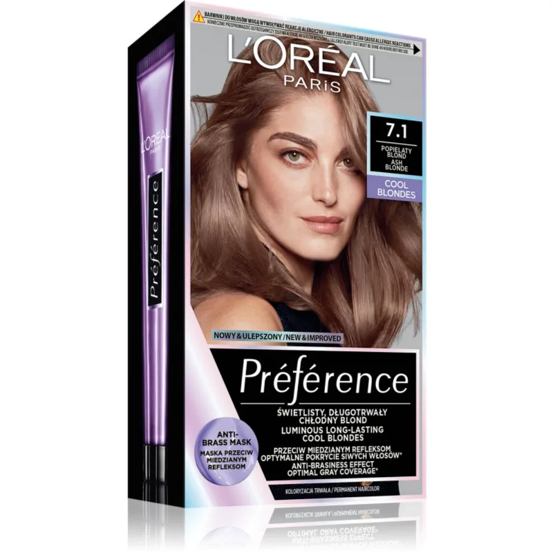 L’Oréal Paris Préférence βαφή μαλλιών απόχρωση 7.1 Ashy Blond 1 τμχ