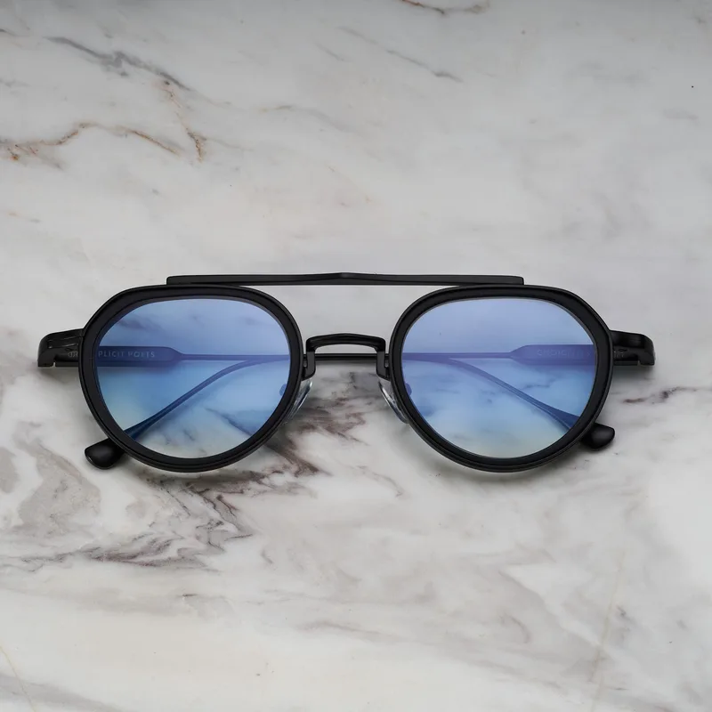 TEX A20EP2M - TEX - MATT BLACK & MATT BLACK - GRADIENT BLUE Sunglasses | Matt Black & Matt Black | Gradient Blue Shades | Explicit Poets Sunglasses