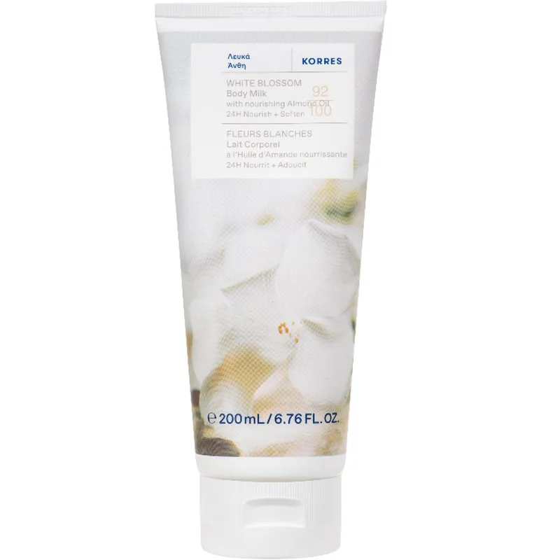 Korres White Blossom 24h Nourish With Almond Oil Body Milk Ενυδατικό Γαλάκτωμα Σώματος με Λευκά Άνθη & Έλαιο Αμυγδάλου 200ml