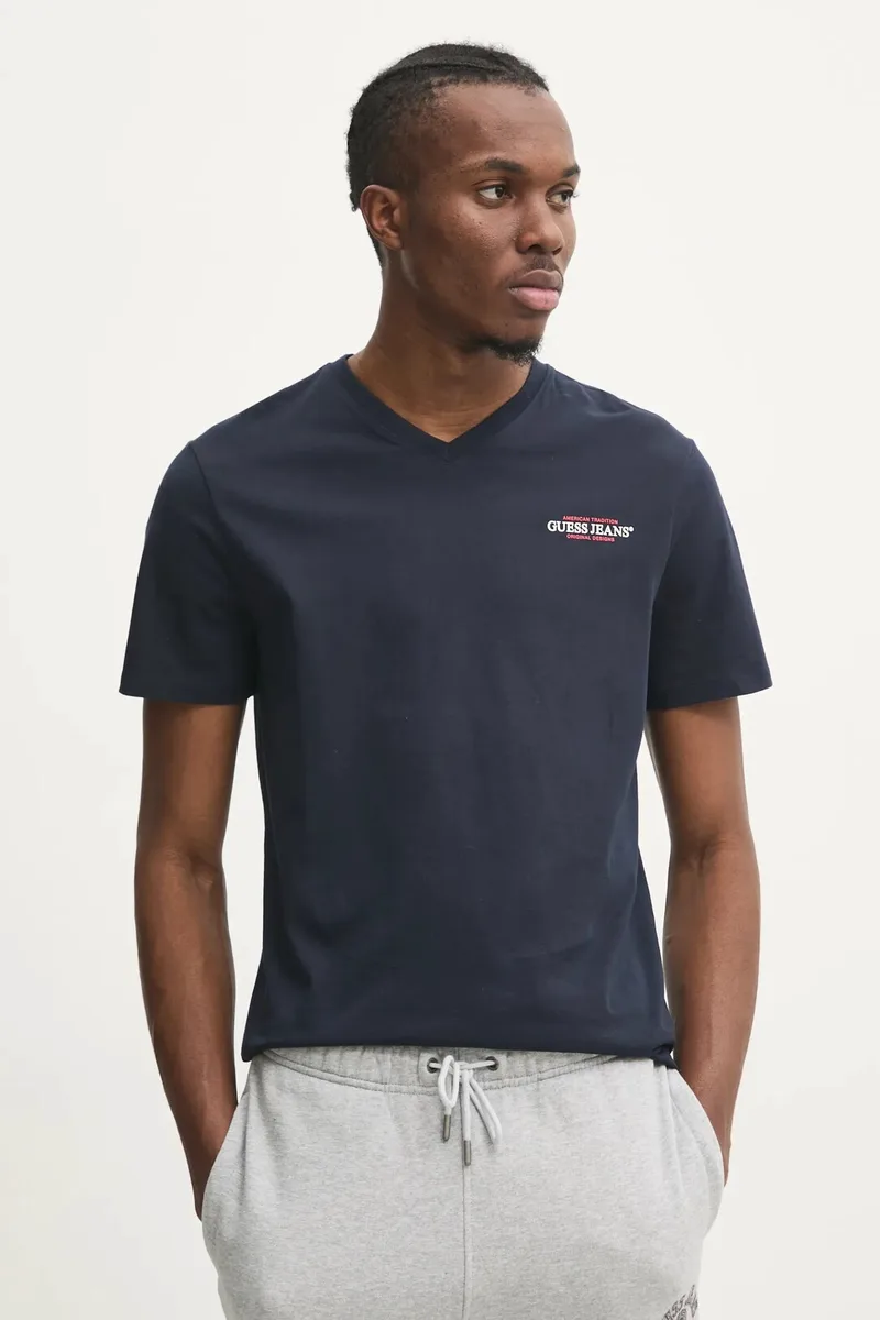 Guess Jeans Ανδρικό T-Shirt V-Neck M4YI50K8HMO-A71W Μπλε