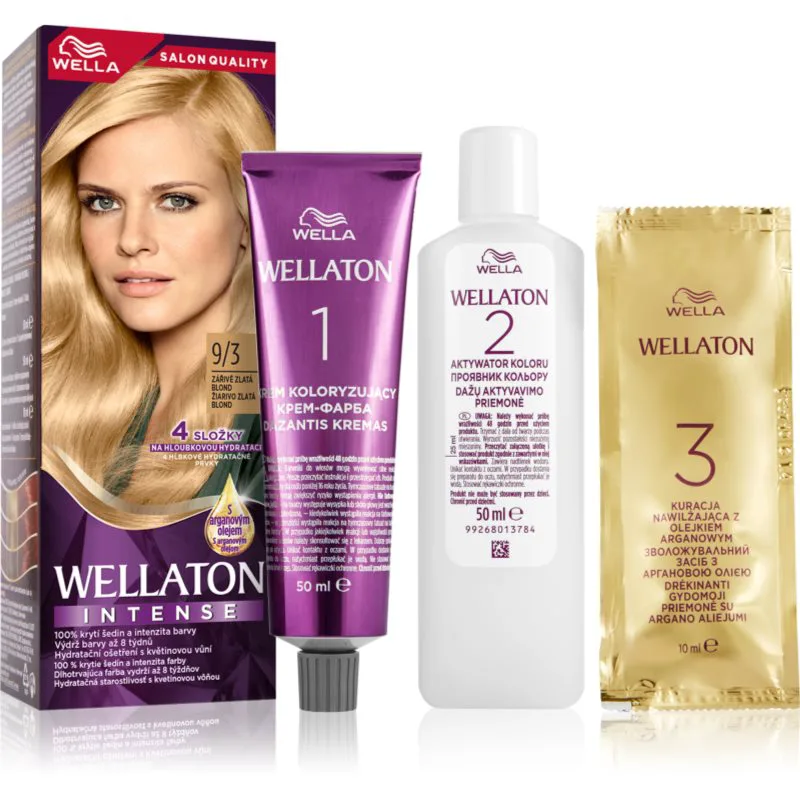 Wella Wellaton Intense μόνιμη βαφή μαλλιών με έλαιο αργκάν απόχρωση 9/3 Χρυσό Blonde 1 τμχ