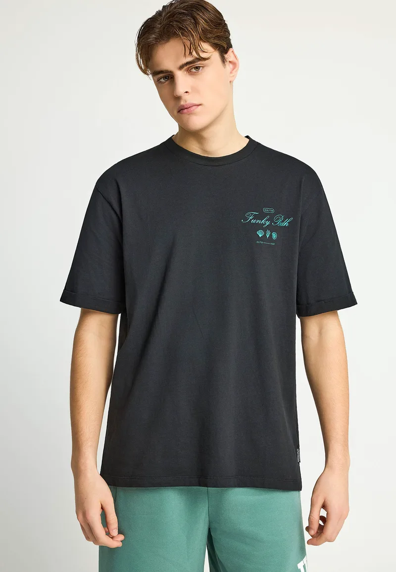 Ανδρικό βαμβακερό relaxed t-shirt με τύπωμα