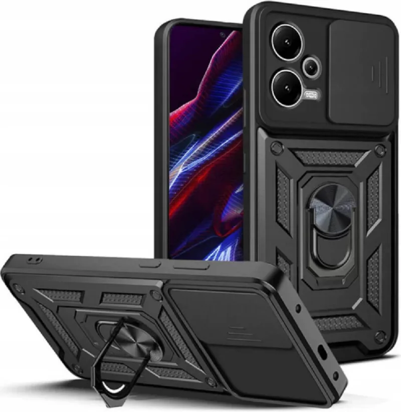 Bodycell Armor Slide - Ανθεκτική Θήκη Xiaomi Redmi Note 12 5G με Κάλυμμα για την Κάμερα & Μεταλλικό Ring Holder - Black (5206015019944)
