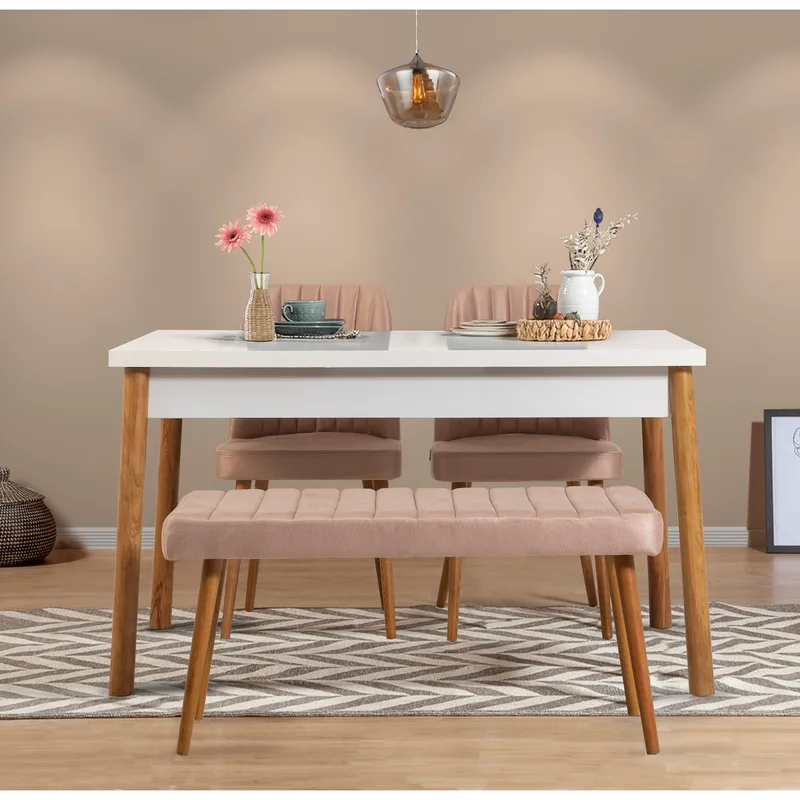 Σετ Τραπέζι & Καρέκλες (4 Τεμάχια) Costa Atlantic White-Stone 869Vel5253 (120x77x75)