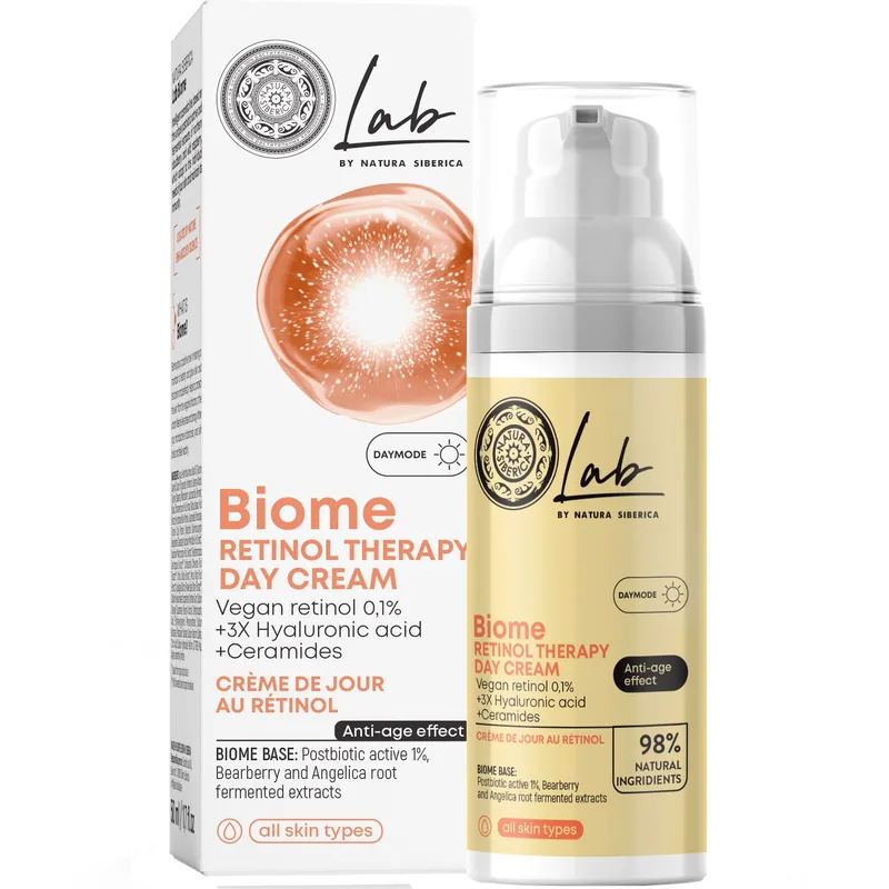 Natura Siberica Lab Biome Retinol Therapy Day Cream Αντιγηραντική Κρέμα Ημέρας με Ρετινόλη & Υαλουρονικό Οξύ 50ml