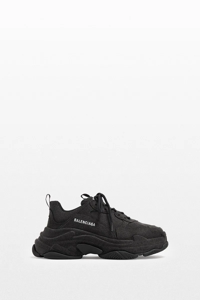 BALENCIAGA Ανδρικό Μαύρο Triple S Denim Sneakers