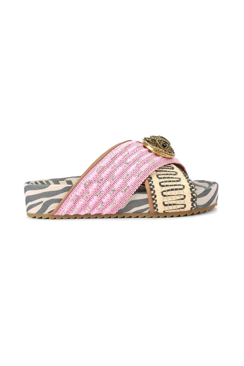 KURT GEIGER ΠΑΠΟΥΤΣΙΑ ΠΑΝΤΟΦΛΕΣ CHELSEΑ CROSS STRAP ΣΧΕΔΙΑ LOGO POZ/ΠΟΛΥΧΡΩΜΟ