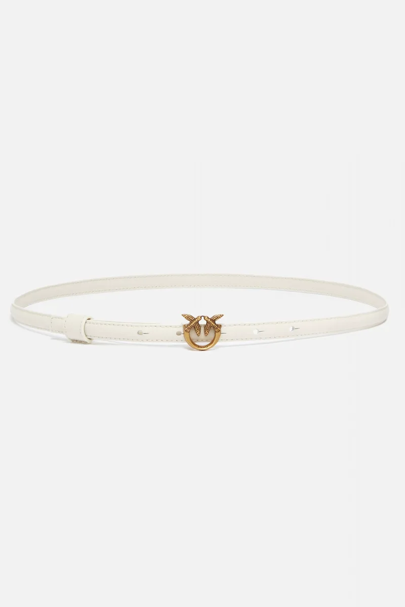 PINKO ΖΩΝΗ LOVE BERRY H1 BELT VITELLO SETA ΛΕΥΚΟ-ΧΡΥΣΟ