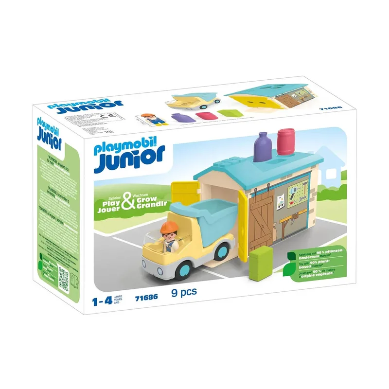 Playmobil JUNIOR:Ανατρεπόμενο Φορτηγό με εργάτη 71686