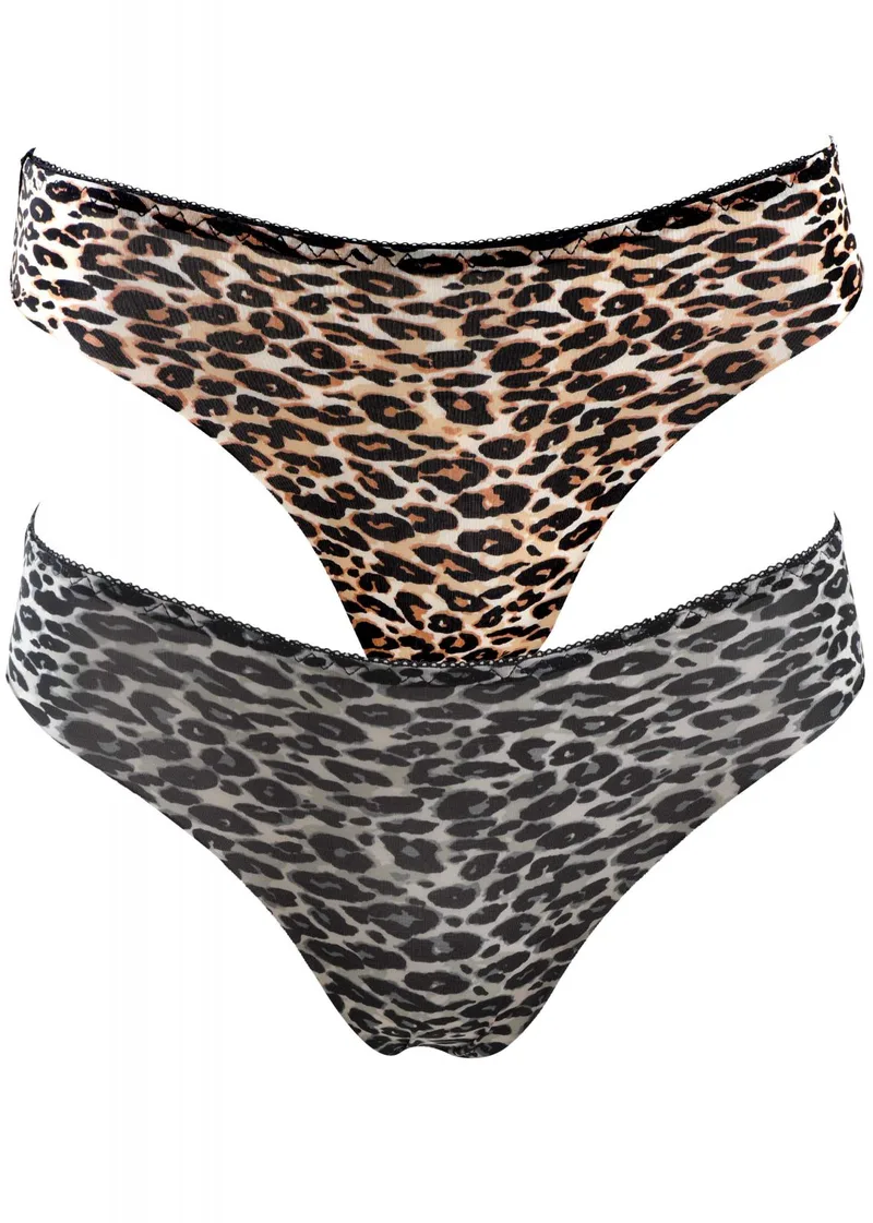 Γυναικείο slip-brief δαντέλα. Συσκευασία 2pack. ΜΑΥΡΟ ΜΠΕΖ