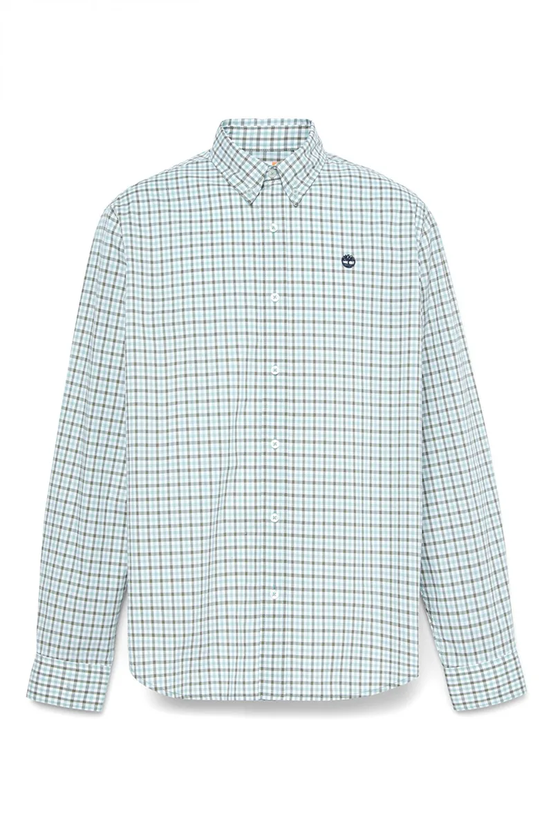 TIMBERLAND ΠΟΥΚΑΜΙΣΟ BUTTON BOWN ΚΑΡΩ CΟMFORT STRETCH REGULAR FIT ΜΠΛΕ-ΛΕΥΚΟ-ΚΑΦΕ