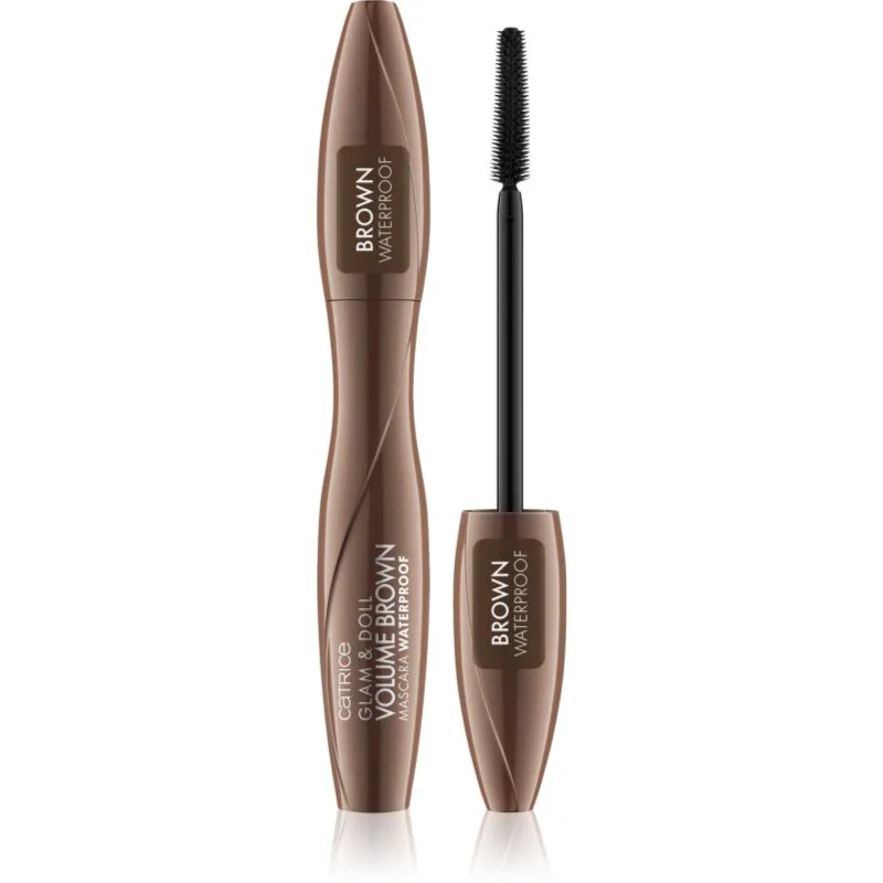 Catrice Glam & Doll Volume Brown αδιάβροχη μάσκαρα για επιμήκυνση, περιστροφή και όγκο 10 ml