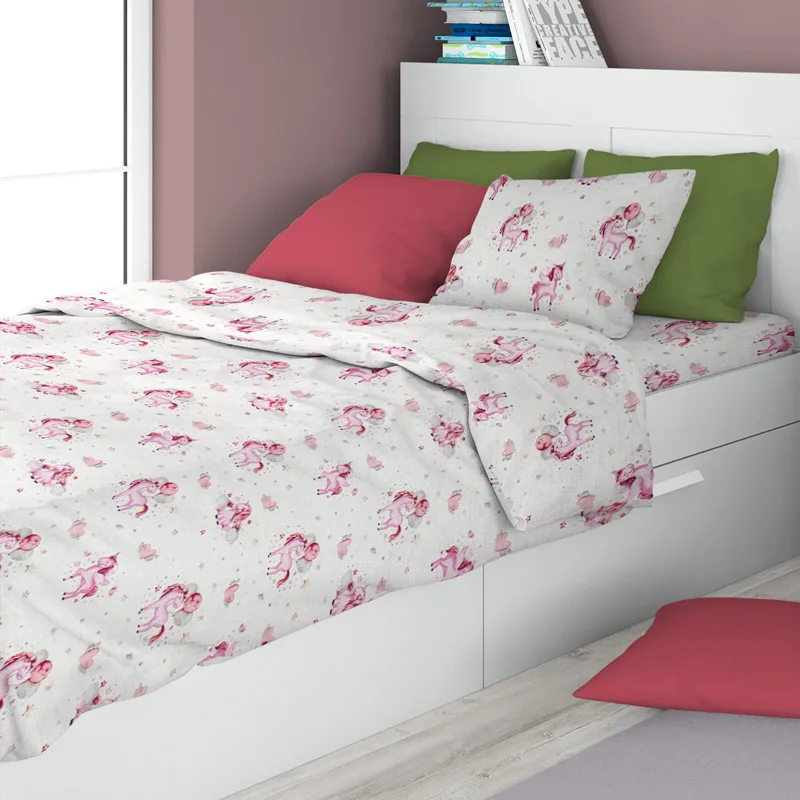 Σεντόνι Μονό Σετ Dimcol Unicorn 208 Ροζ 160x240