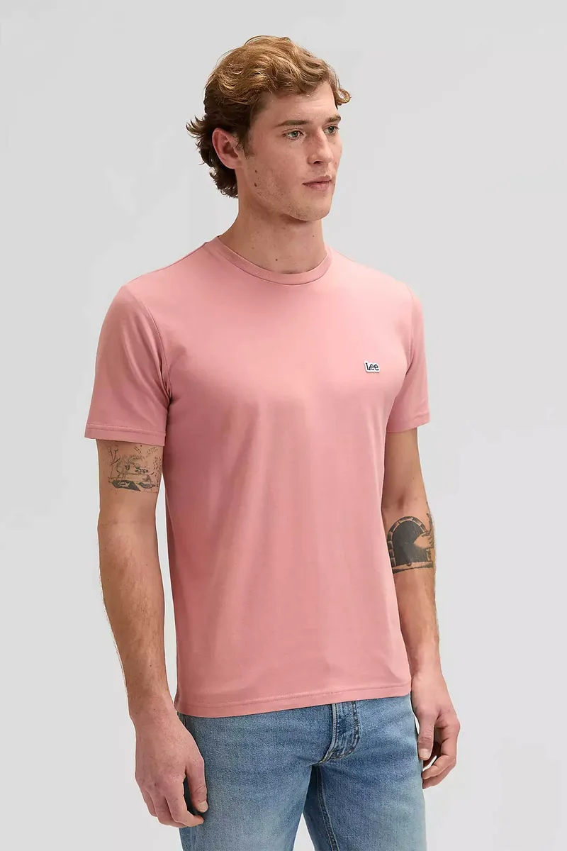 Lee® ανδρικό T-shirt με logo patch Regular Fit - 112376927 Ροζ