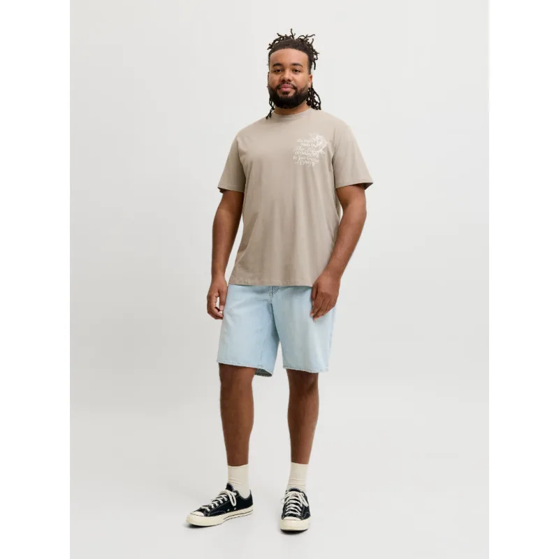 Jack & Jones "Oriental Backprint" T-shirt σε Plus fit γραμμή,με μεταξοτυπία στο στήθος και την πλάτη - Vintage Khaki