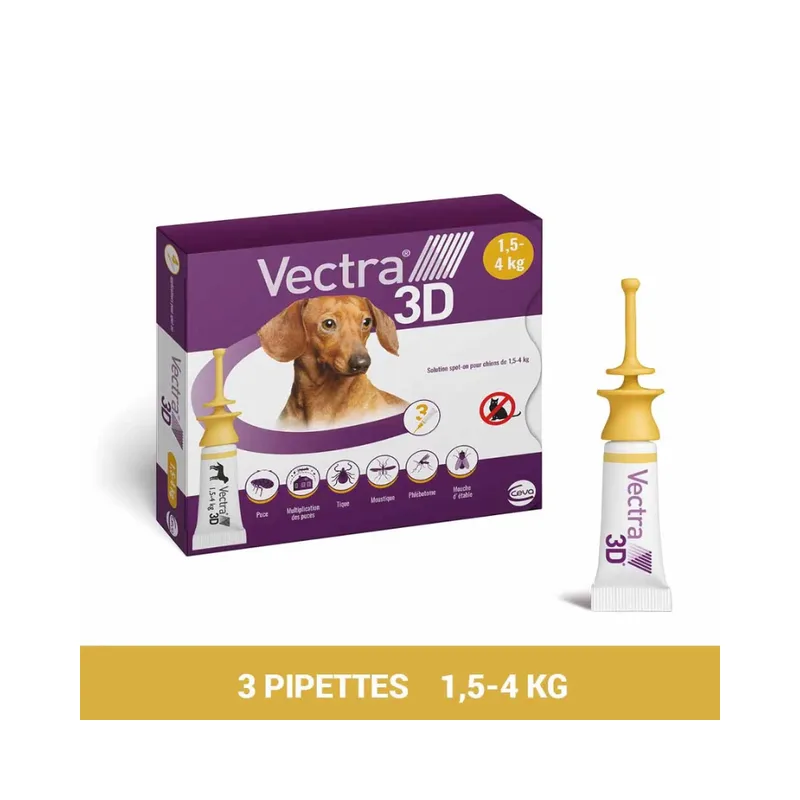 Ceva Vectra 3D Spot-on solution for dogs 1.5-4 kg 3 pipettes