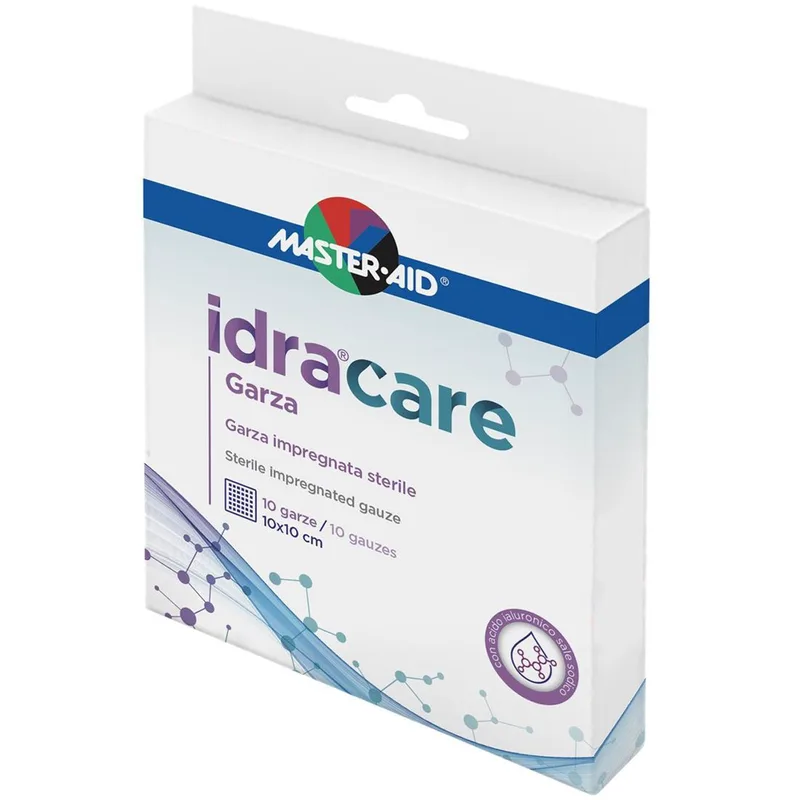 Master Aid Idracare Sterile Impregnated 10cm x 10cm Gauze Αποστειρωμένη Γάζα Εμποτισμένη με Υαλουρονικό Οξύ 10 Τεμάχια