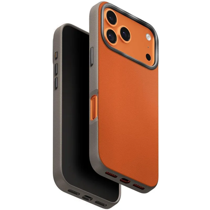 Θήκη iPhone 17 Pro Uniq Lyden Duo Series MagClick Ανθεκτική με MagSafe από Premium Vegan Δέρμα & Μεταλλικό Πλαίσιο Κάμερας - Flame Πορτοκαλί / Flint Grey (UNIQ-IP6.3P(2025)-LDSFORGFGRY)