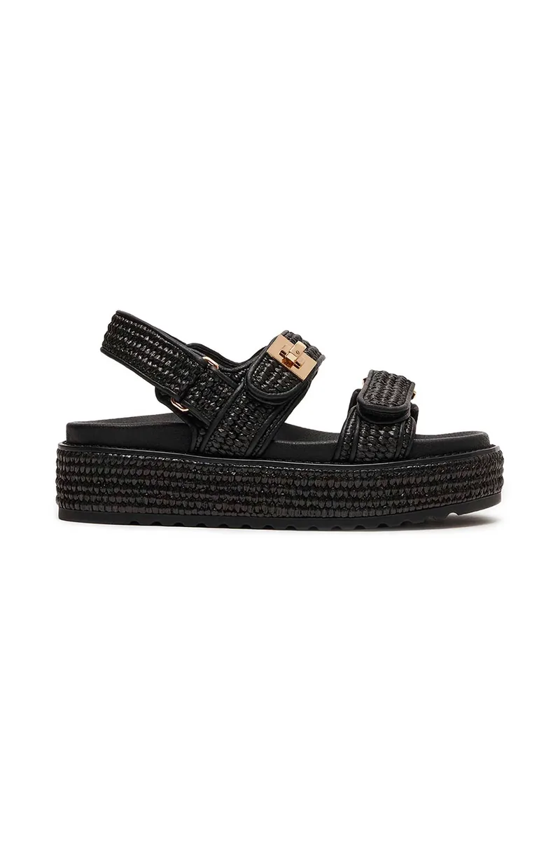 Steve Madden γυναικεία σανδάλια με ψάθα "Bigmona" - 1100303402002 Μαύρο