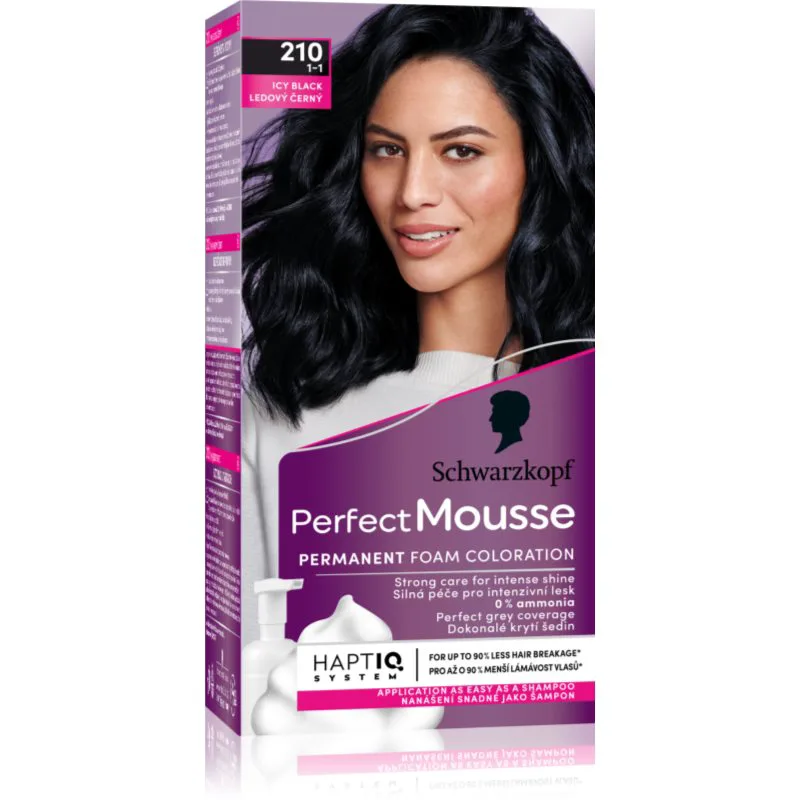Schwarzkopf Perfect Mousse μόνιμη βαφή μαλλιών απόχρωση 210 Icy Black 1 τμχ