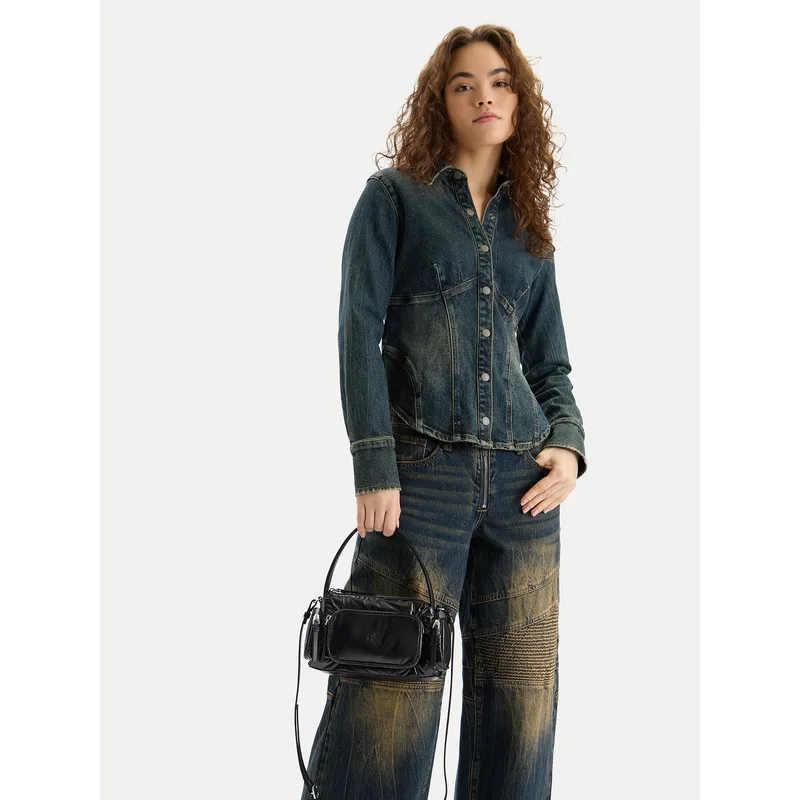 Τσάντα Calvin Klein Pocket Shiny Nylon Small Bag LV04F3405G Μαύρο