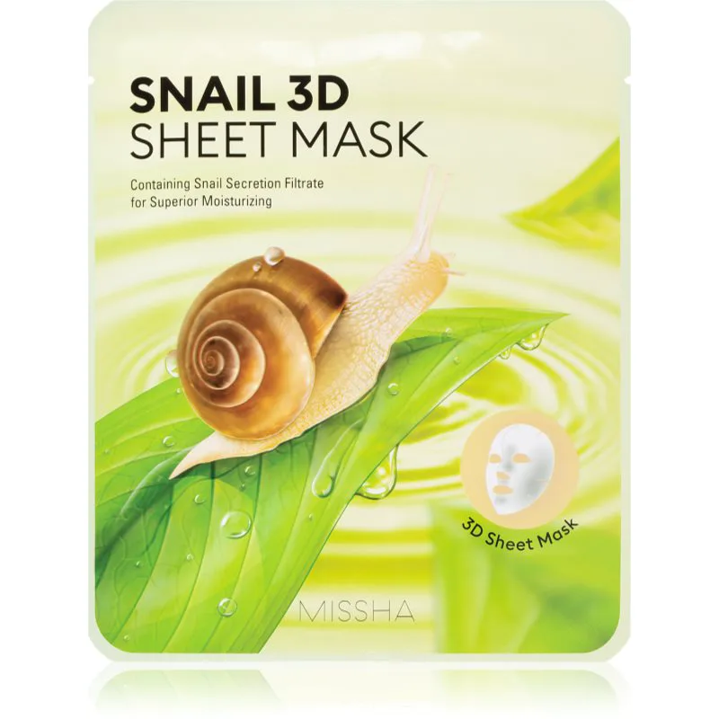 Missha Snail φύλλο μάσκας με καθαριστική και αναζωογονητική επίδραση με εκχύλισμα σαλιγκαριών 23 γρ