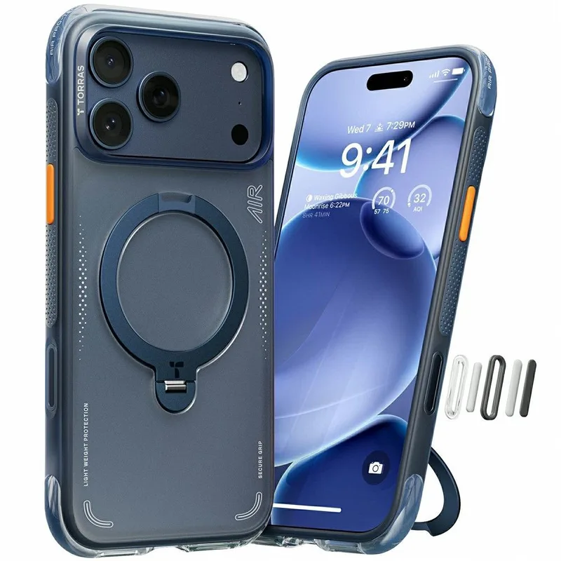 Θήκη Torras Ostand Spin Air MagSafe Kickstand Midnight Blue iPhone 17 Pro Max