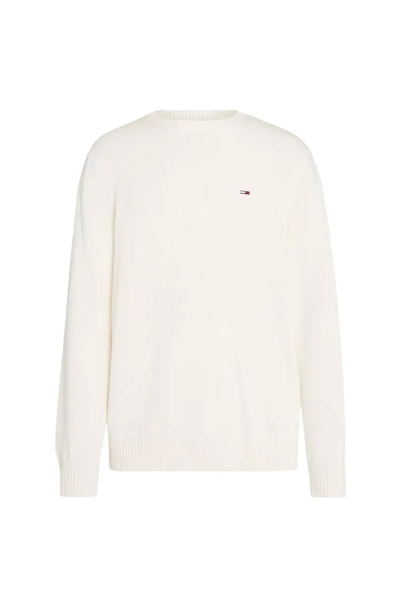 Tommy Jeans ανδρικό πουλόβερ με λογότυπο Slim Fit - DM0DM18370 Λευκό