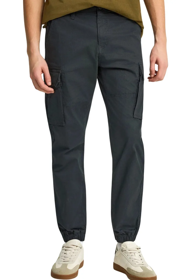 Παντελόνι Υφασμάτινο Funky Buddha Cargo Με Cuffed Τελείωμα FBM013-030-02-BLACK Ανδρικό