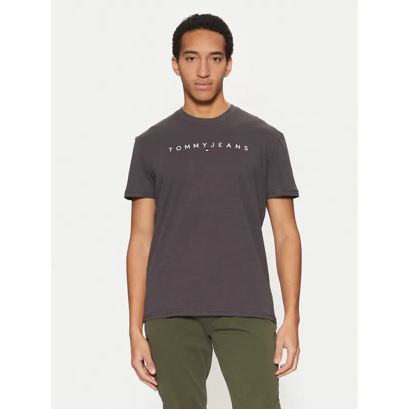 Tommy Jeans T-Shirt Linear Logo DM0DM20744 Γκρι Regular Fit