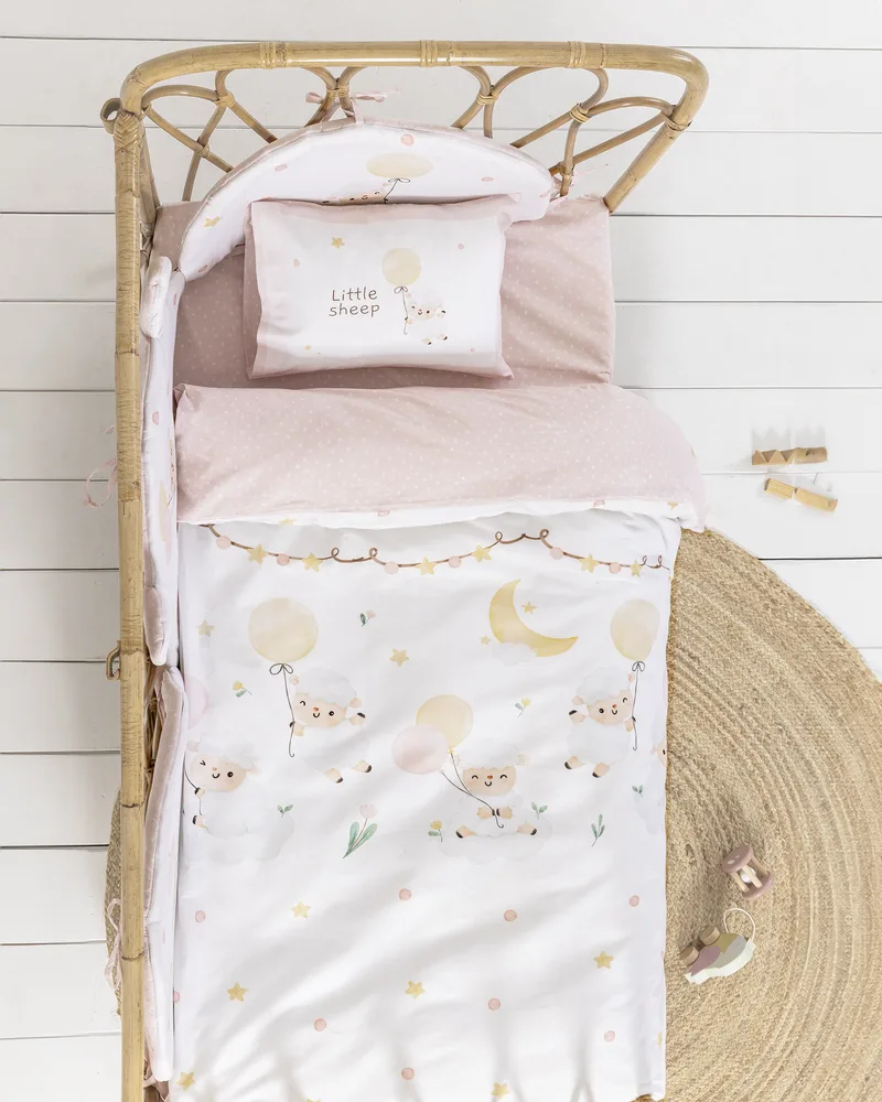 Κουβερλί Κούνιας Nima Little Sheep Ροζ 100x140