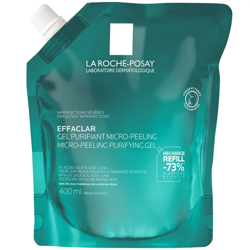 La Roche-Posay Effaclar Micro-Peeling Purifying Gel Refill Τζελ Καθαρισμού & Μικροαπολέπισης για Δέρμα με Τάση Ακμής & Επίμονες Ατέλειες, για Πρόσωπο & Σώμα 400ml