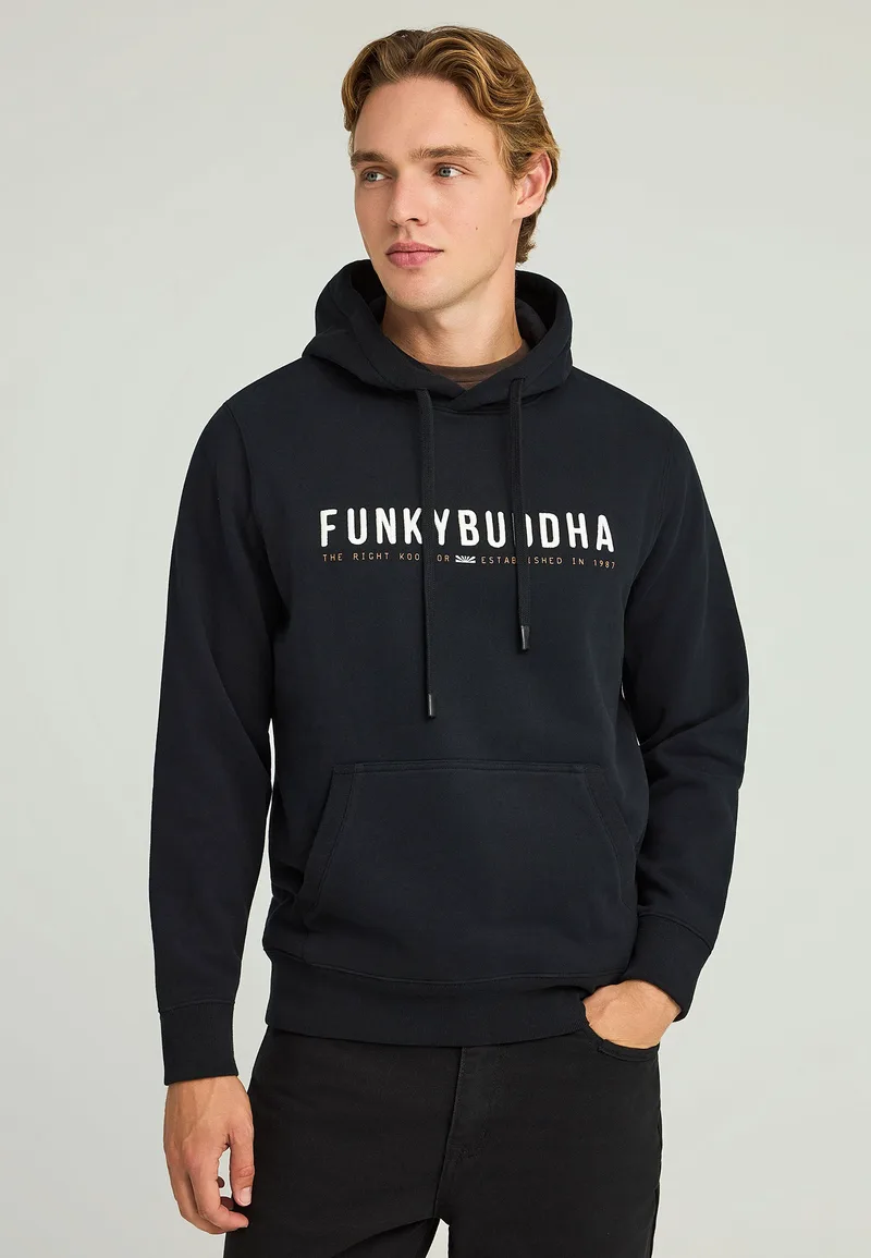 Regular fit φούτερ με κουκούλα και Funky Buddha κέντημα
