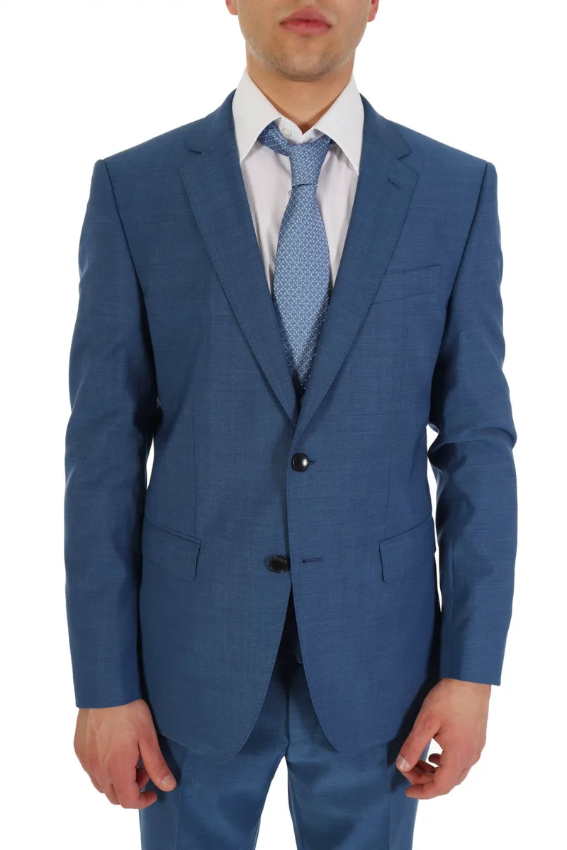 BOSS ΣΑΚΑΚΙ ΚΟΣΤΟΥΜΙΟΥ SUPER 100 SLIM FIT LANIFICΟ TESSE BIELLA H-HUGE-MM-224 ΡΑΦ ΜΠΛΕ