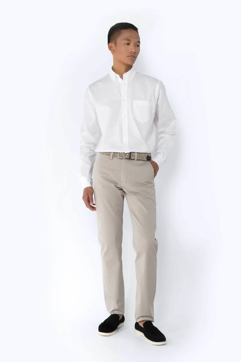 The Bostonians ανδρικό παντελόνι chino satin gabardine Regular Fit - CN1452T863 Κρέμ