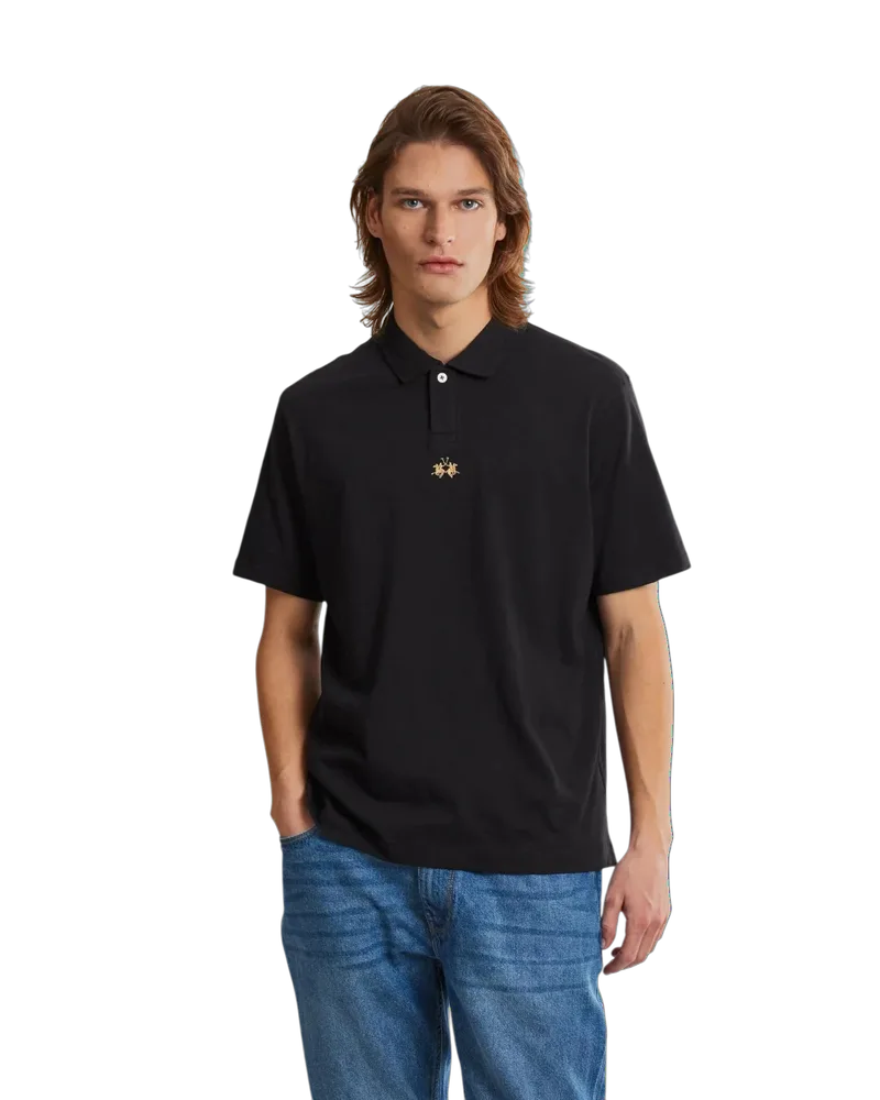 La Martina Ανδρική Polo Μπλούζα CCMP05JS259-09999 Μαύρο