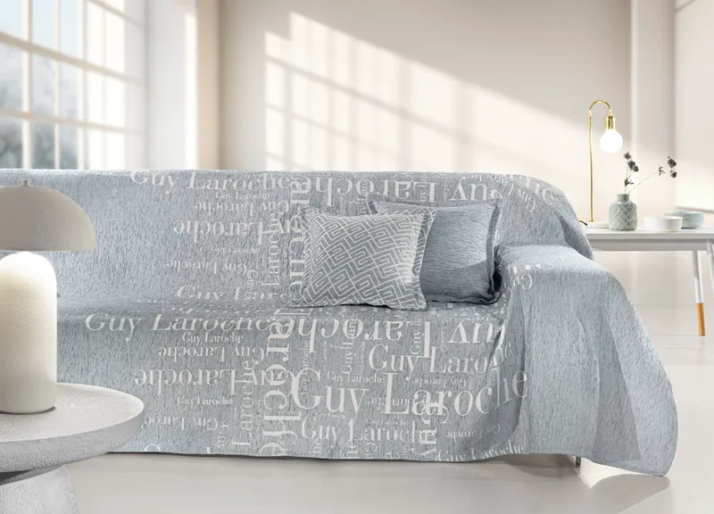 Ριχτάρι Διθέσιος 180x250εκ. Polycotton-Acrylic Stamp Silver Guy Laroche (Χρώμα: Ασημί , Ύφασμα: 37% Βαμβάκι-21% Polyester-42% Acrylic) - Guy Laroche - 5206480679025