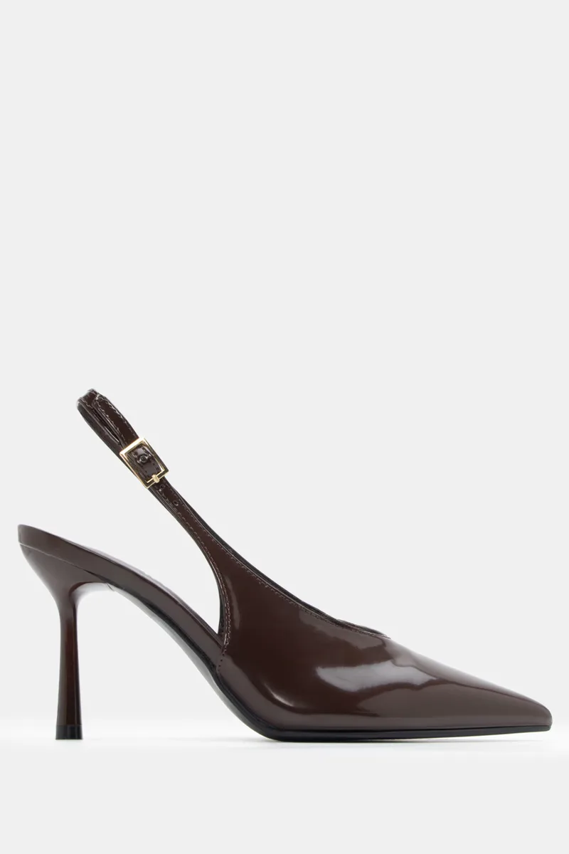 Γόβες Μυτερές Slingback - Καφέ