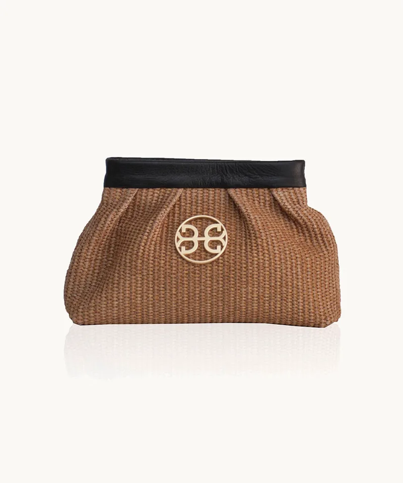 Bonendis Kiss Small in Raffia & Black Leather Μαύρο