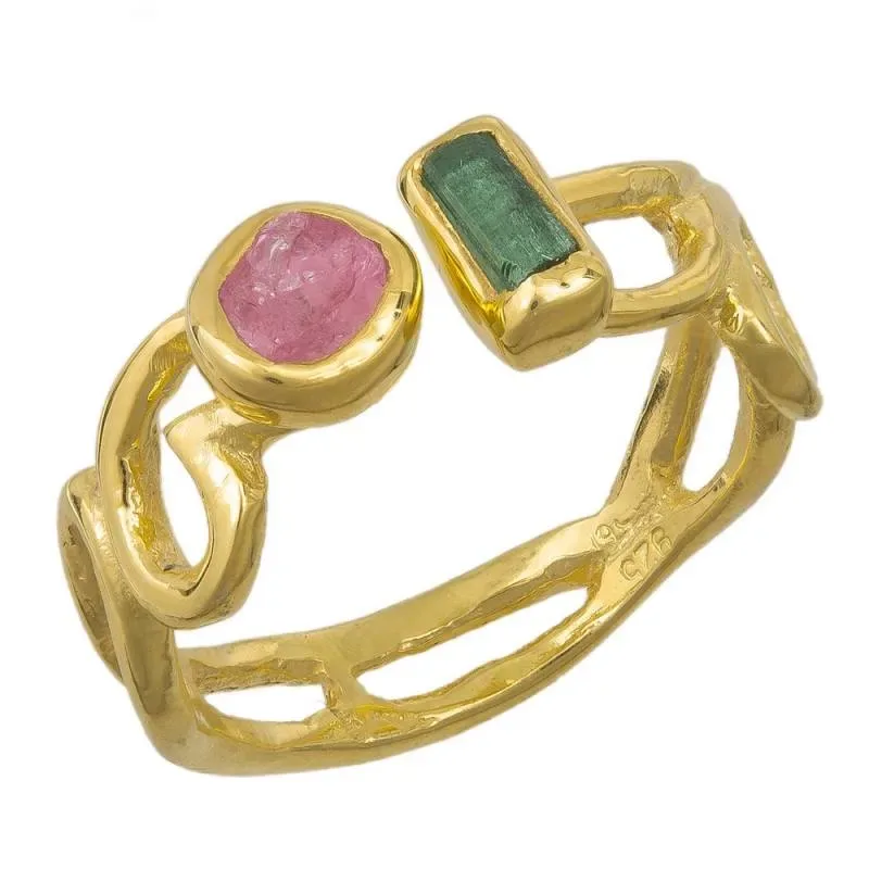Επίχρυσο γυναικείο δαχτυλίδι Turmalines stones 925 042006 042006 Ασήμι
