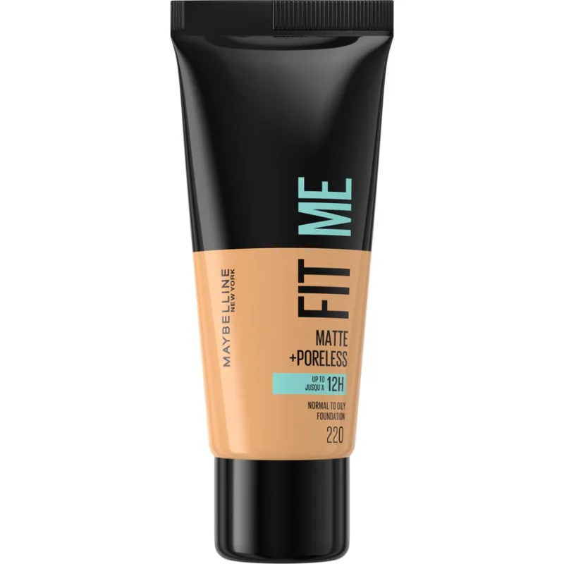 Maybelline Fit Me Matte + Poreless Foundation Makeup που Ταυτίζεται Τέλεια με την Επιδερμίδα 30ml - 220 Natural Μπεζ