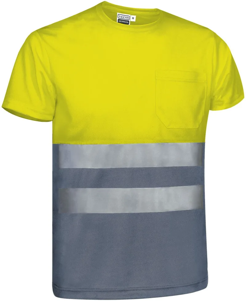 Hi-Vis Κοντομάνικο T-Shirt DEMOLITION Valento CAVADEMAG Fluo Yellow-Cement Grey