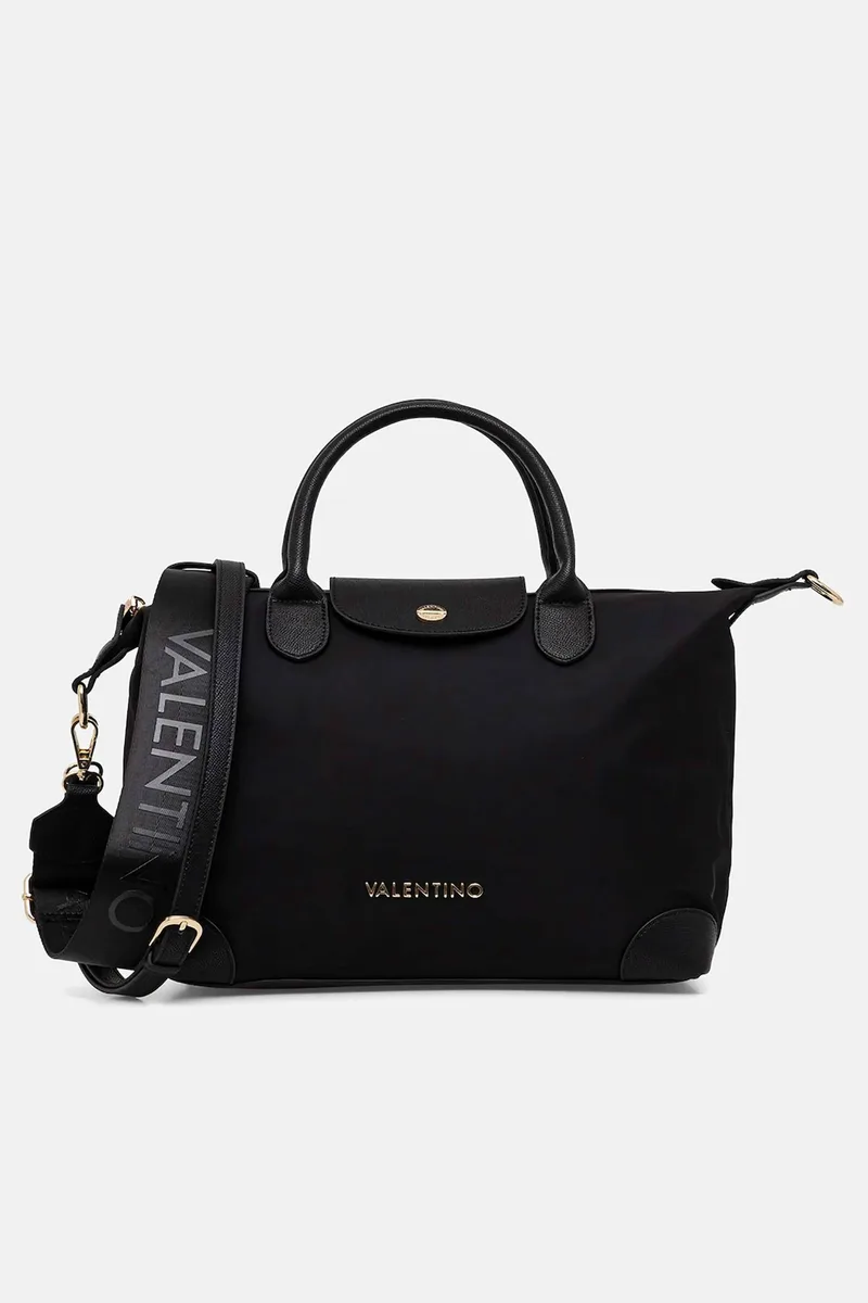 Valentino γυναικεία τσάντα χειρός με μεταλλικό λογότυπο "Jolly Re" - 73LVBS9JX23/JOL Μαύρο