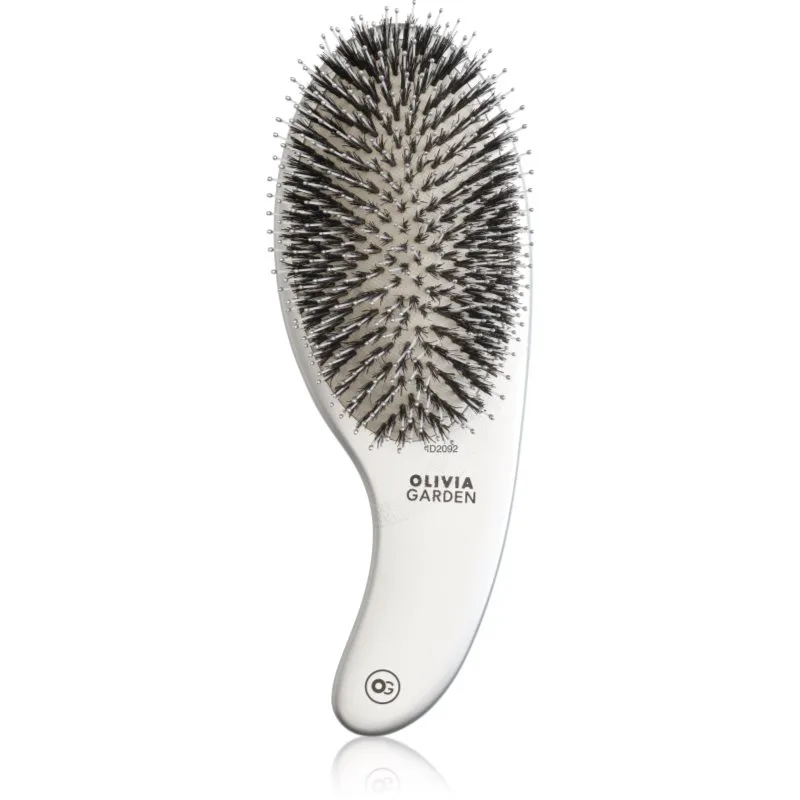 Olivia Garden Expert CURVE Nylon Silver βούρτσα για τα μαλλιά με τρίχες αγριογούρουνου 1 τμχ