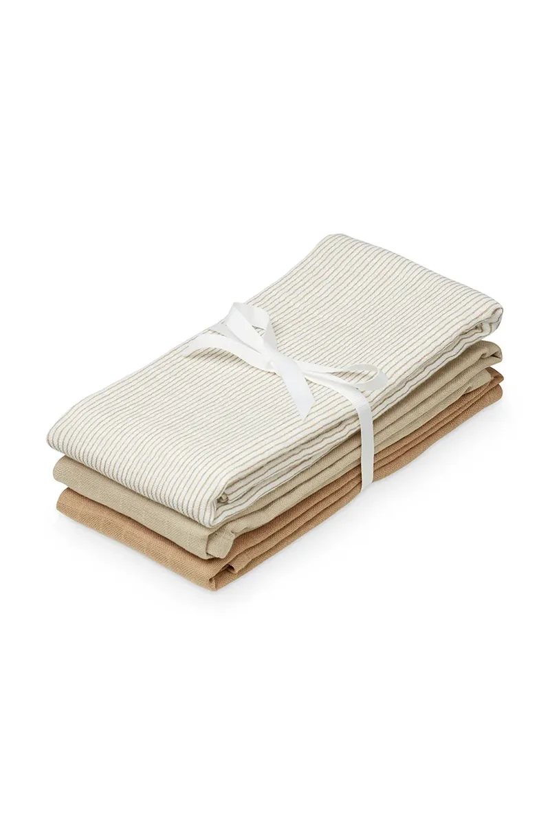 Cam Cam Copenhagen πάνα παιδικά βαμβακερά Classic Stripes Camel 3-pack