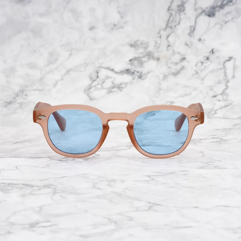 JOHNNY COLORED Tinted Sunglasses | Matt Peach | Blue Shades | Explicit Poets Sunglasses