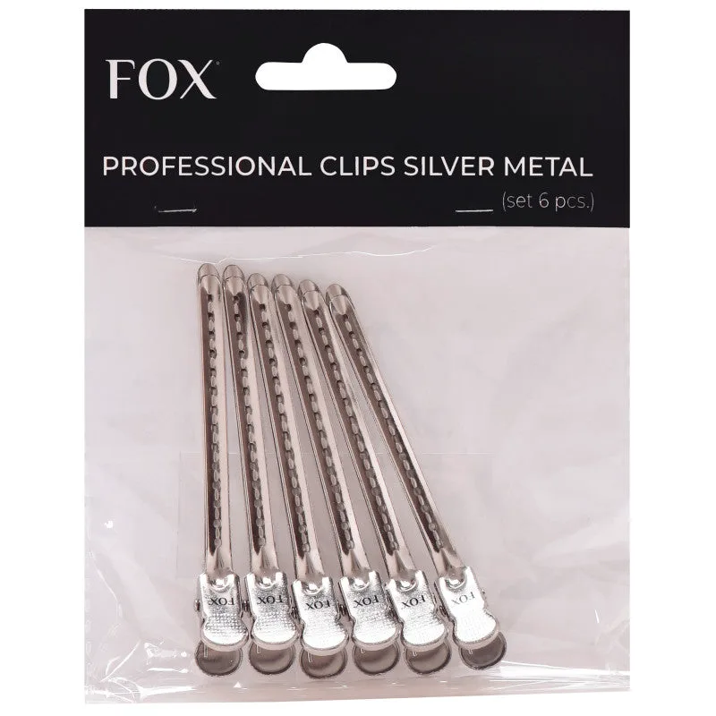 Hairdressing Clip Fox metal, 6 pieces