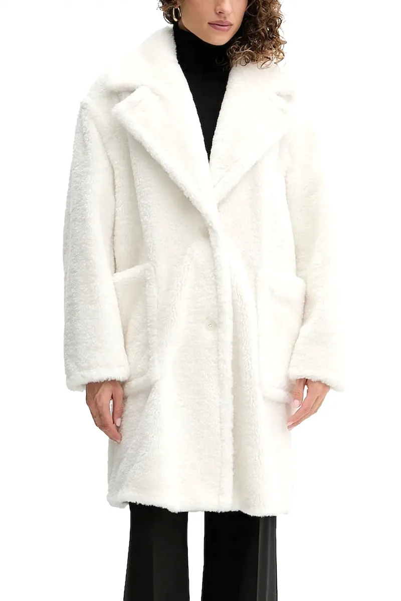 BOSS CASUAL ΓΟΥΝΑ C_CATEDY FAUX FUR ΤΣΕΠΕΣ ΕΚΡΟΥ
