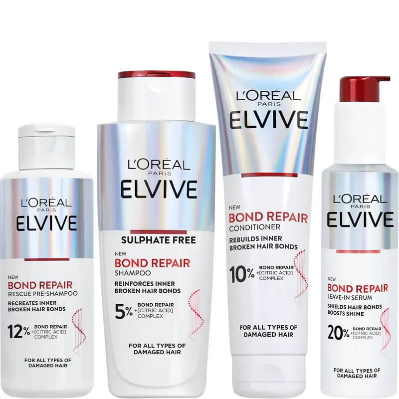 L'Oreal Paris Promo Elvive Bond Repair Rescue Pre-Shampoo 200ml & Shampoo 200ml & Conditioner 150ml & Leave-In Serum 150ml