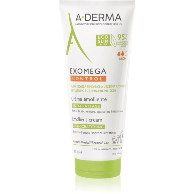 A-Derma Exomega Control Emollient Cream Κρέμα σώματος για πολύ ξηρό ευαίσθητο και ατοπικό δέρμα 200 ml